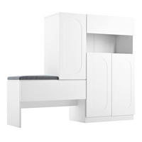 SCHUHSCHRANK DE-37893 mit Sitzbank und verstellbaren Böden Weiß - Weiß, Holzwerkstoff (130/110/35cm) - ComfortXL