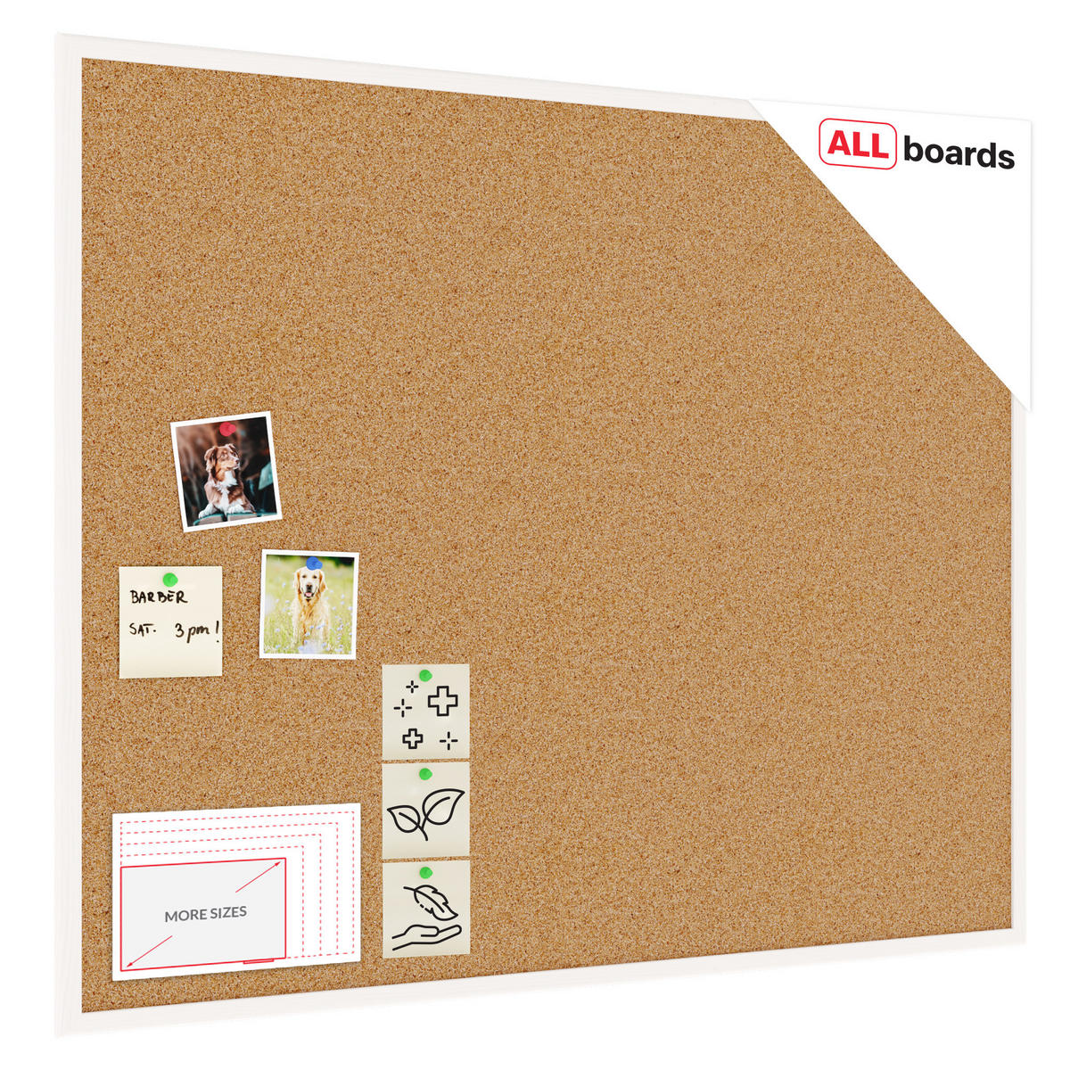 PINNWAND mit weißem Naturholzrahmen 100x80cm - Weiß, Holz (100/80/1.5cm) - ALLboards