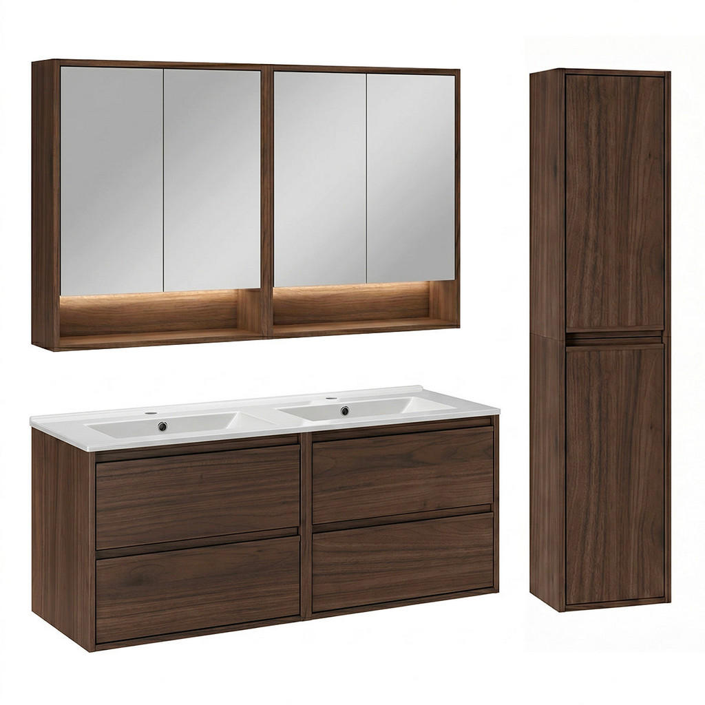 Petits-meubles KOUPELNOVÝ NÁBYTEK 121cm Edmé 2er-Set Dřevo