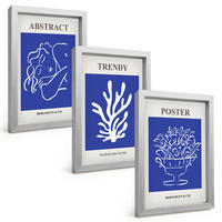 BILDER SET 3er Set - 20x30 cm Silberner Rahmen - Stilvolle blaue Poster - Silberfarben, Kunststoff (20/30cm) - TULUP