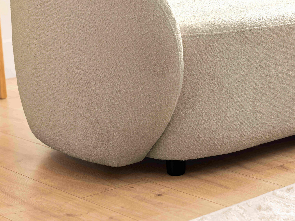 SESSEL Roundi Beige Bouclé - Beige/Schwarz, Holz/Kunststoff (90/76/80cm) - S-Style Möbel
