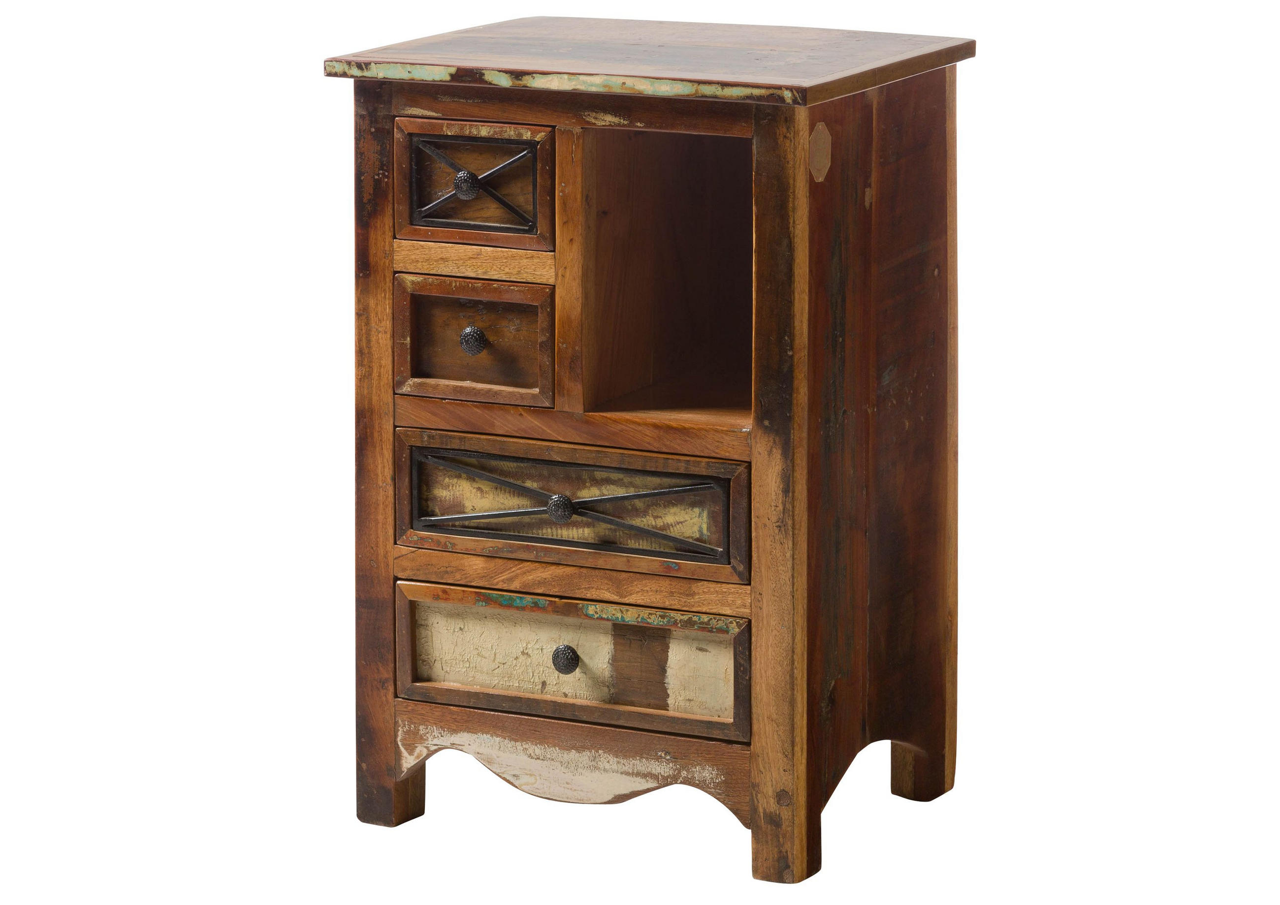 KOMMODE Altholz 55x40x80 mehrfarbig lackiert NATURE OF SPIRIT #128 - Multicolor, Holz (55/80/40cm) - Massivmoebel24