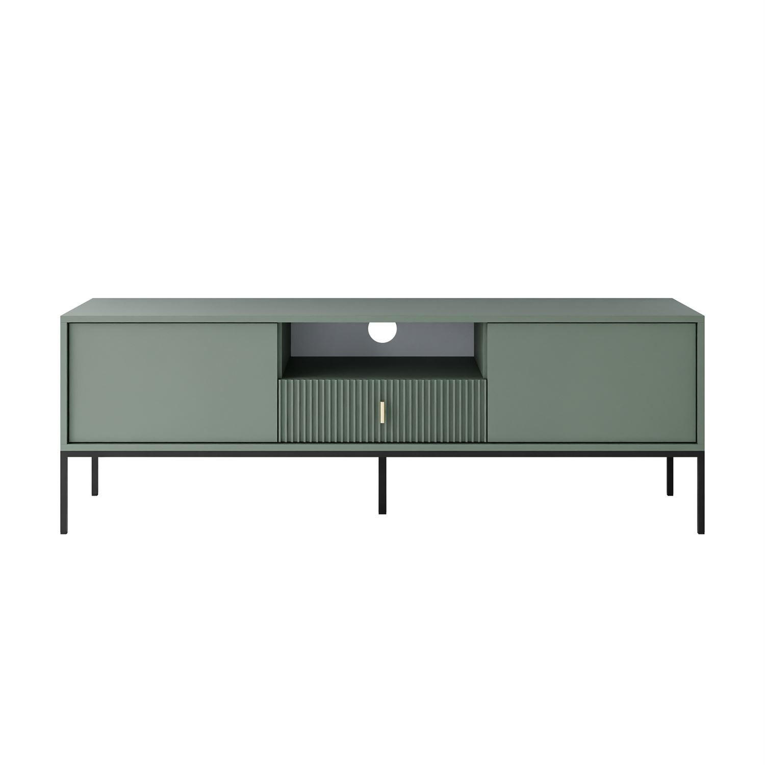 TV-ELEMENT MIDNIGHT mit Schubladen auf Gestell grün - Schwarz/Grün, Holzwerkstoff (154.5/52.5/39cm) - Lookway