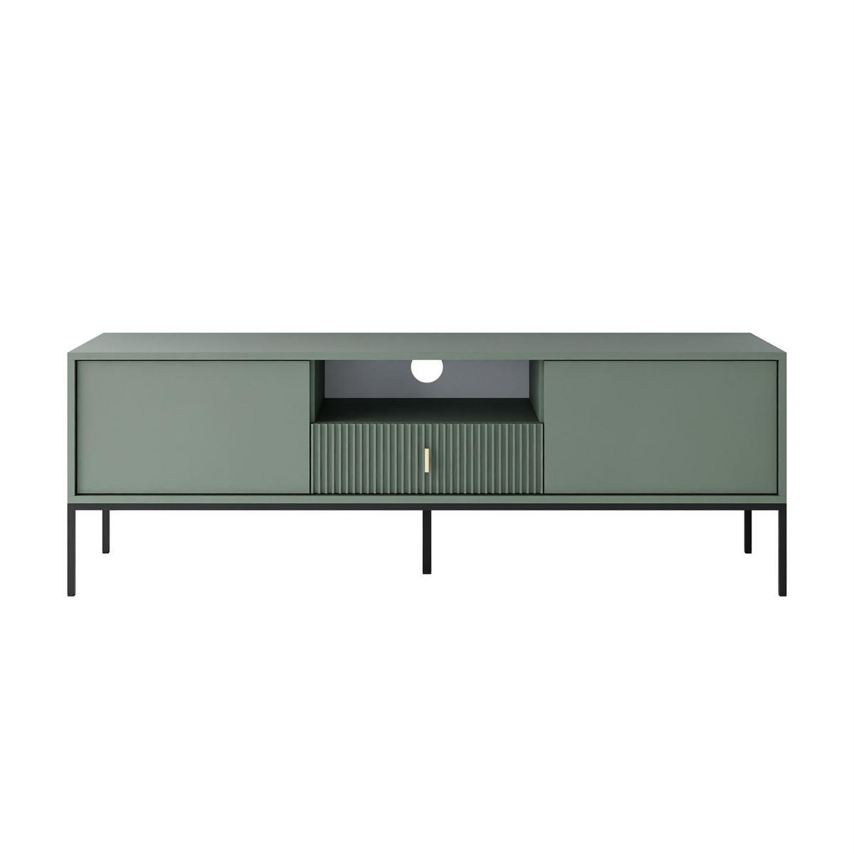 TV-ELEMENT MIDNIGHT mit Schubladen auf Gestell grün - Schwarz/Grün, Holzwerkstoff (154.5/52.5/39cm) - Lookway