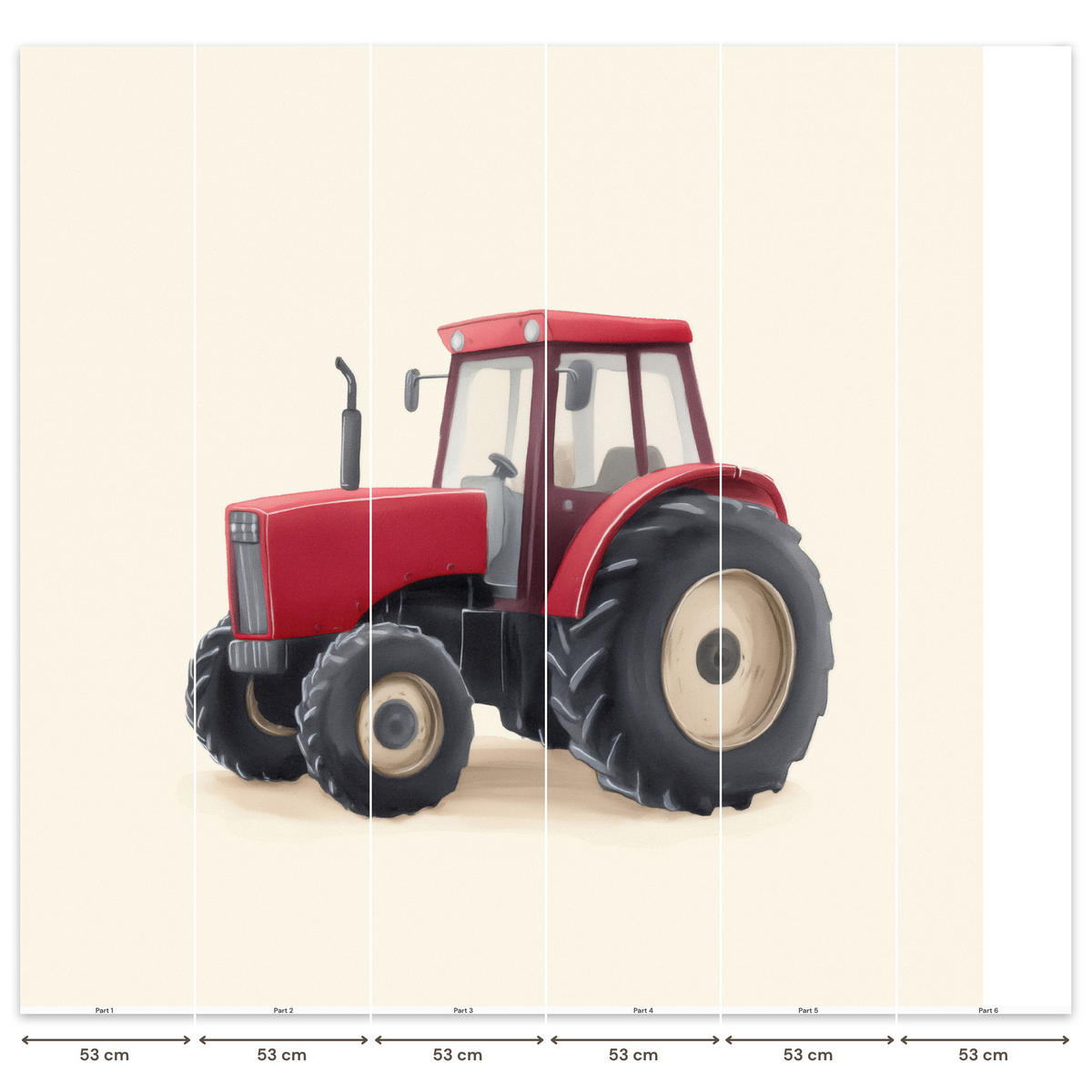 KINDERTAPETE - Traktor - Minimalistisch - Illustration - Rot - 280x280 cm - Rot, Papier (280/280cm) - OnlyWow