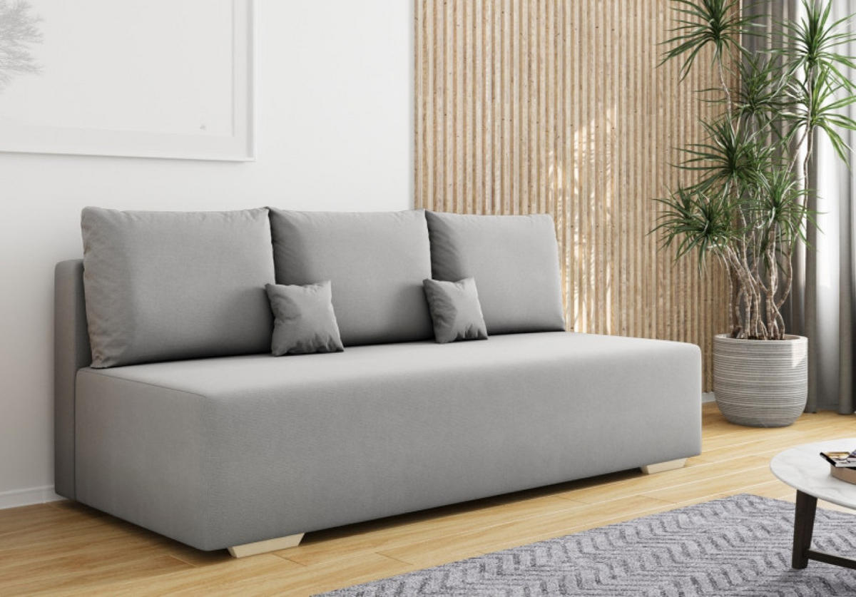 SOFA Grau OLA Mit Schlaffunktion Ohne Armlehnen - Grau, Textil (195/88/85cm) - Sepro Meble