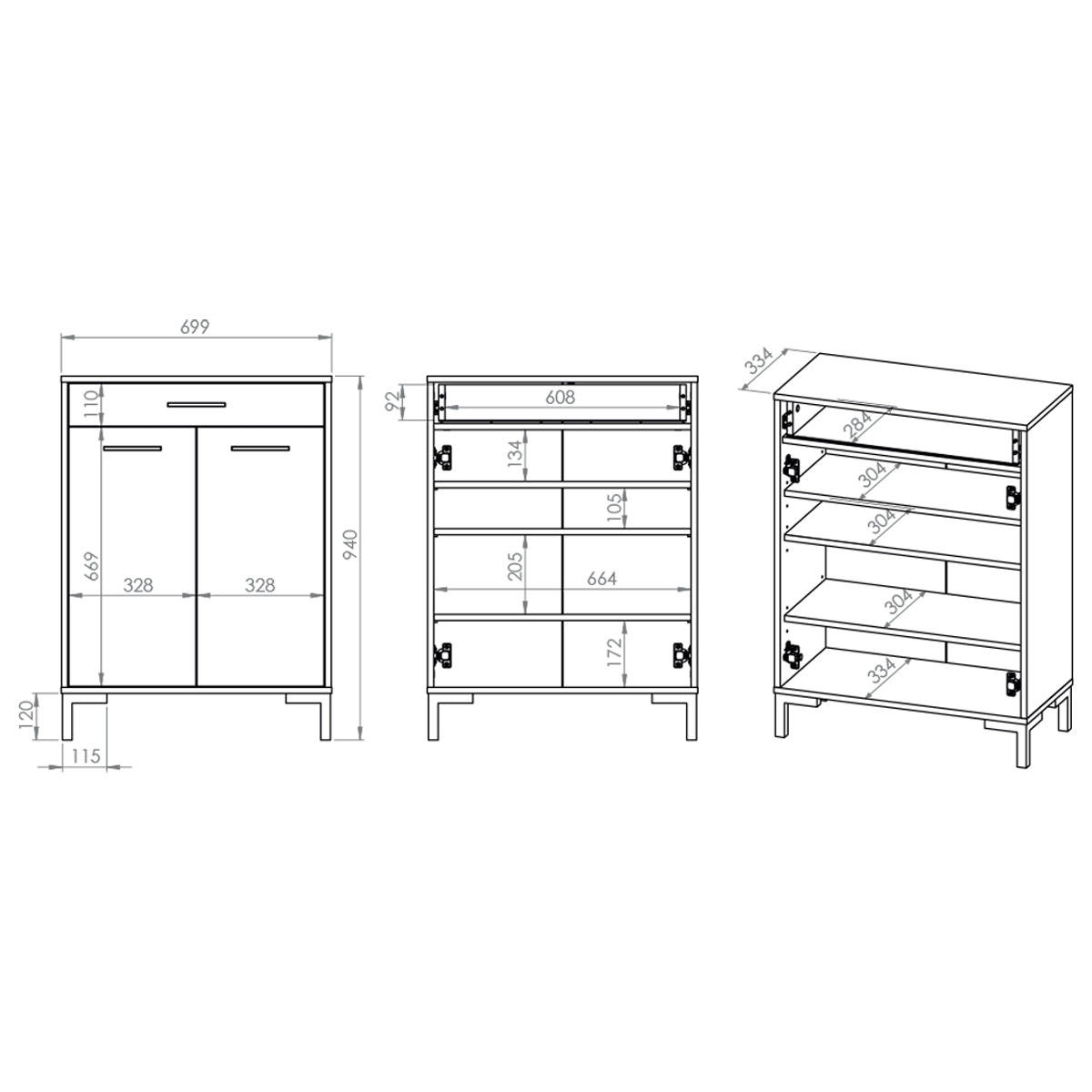 SCHUHSCHRANK Liora Holz - Braun, Holzwerkstoff (70/94/34cm) - Petits-meubles