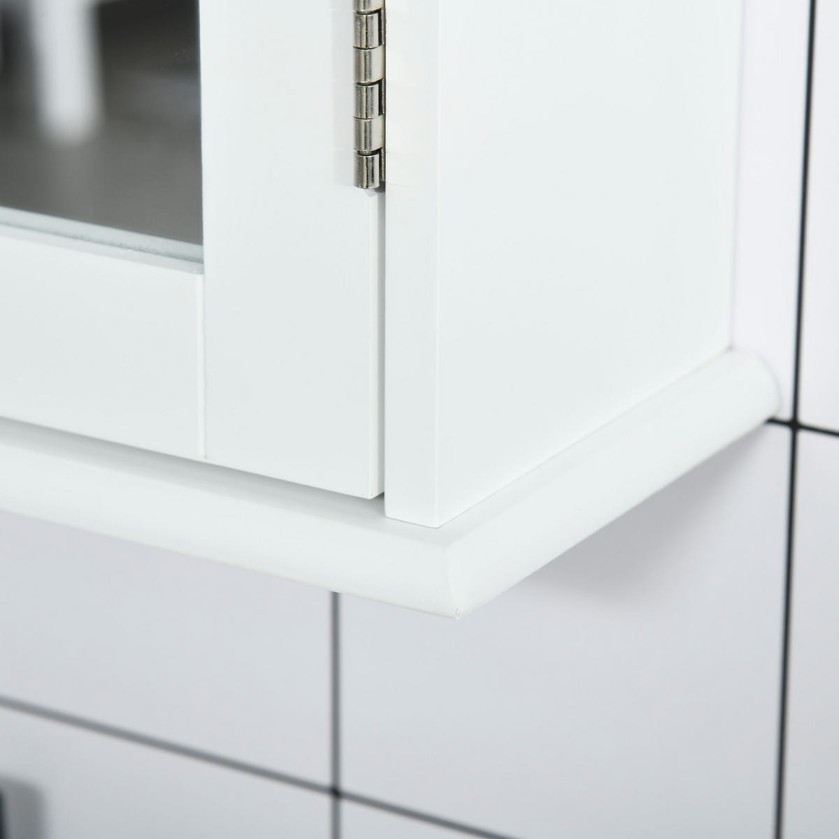 SPIEGELSCHRANK mit Spiegel, verstellbarem Einlegeboden, 41*14*60cm, Weiß - Weiß, Glas (41/60/14cm) - Vallsero
