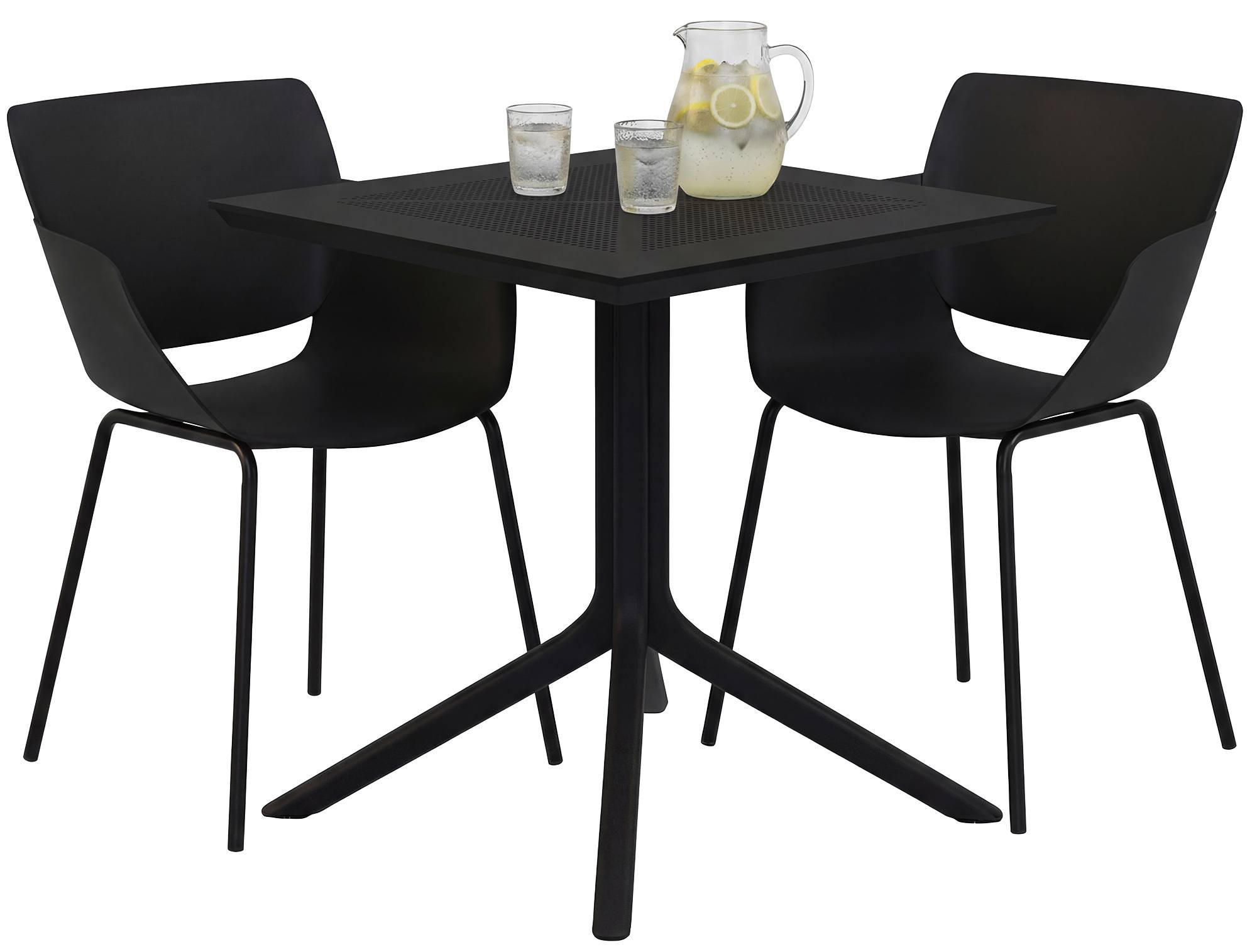 GARTENMÖBEL-SET Hanna 2 Stühle 188x80x80cm Kunststoff Schwarz Balkonset - Schwarz, Kunststoff - DELUKE