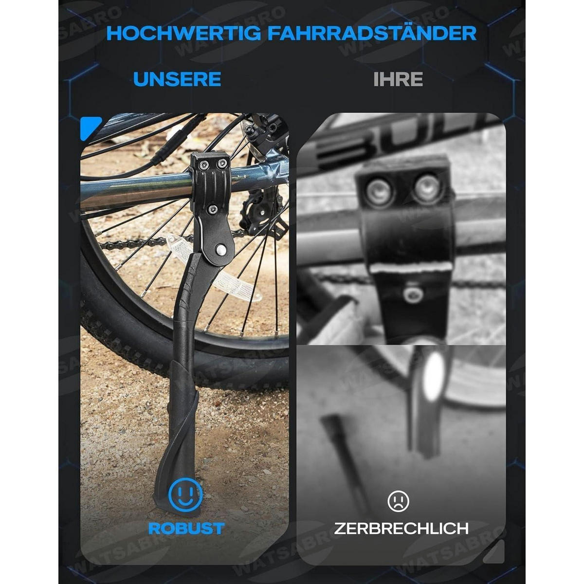 FAHRRADSTÄNDER höhenverstellbar 18-24 Zoll Aluminiumlegierung 35 kg Belastbarkeit - Schwarz, Metall (18.5/26.5/32cm)