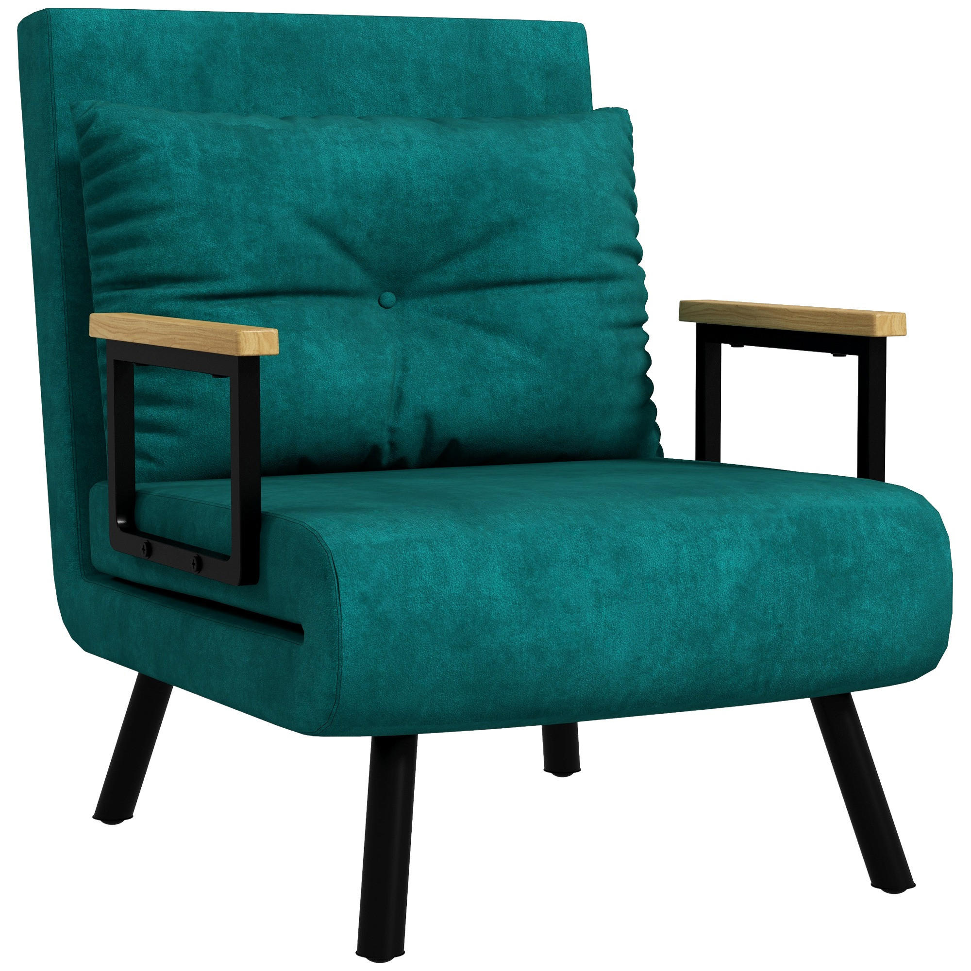 SCHLAFSESSEL DE-14647 5-fach verstellbar & Gästebettfunktion Grün - Grün, Textil (63/81/73cm) - ComfortXL