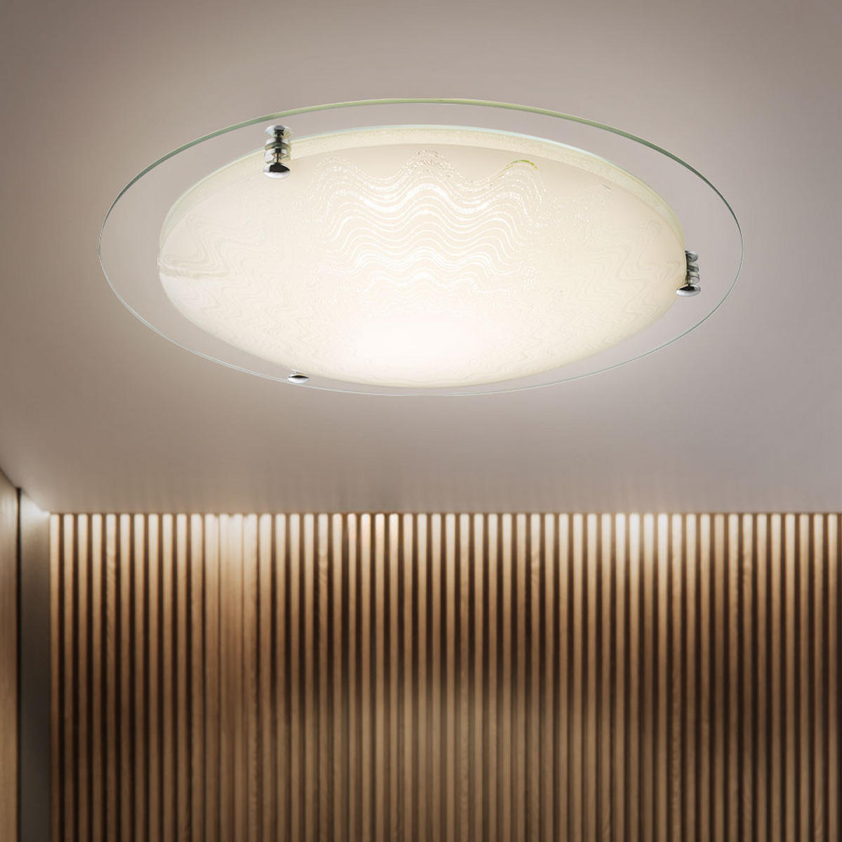 LED DECKENLEUCHTE Metall Chrom Klar - Klar, Glas (41.5/41.5/8.5cm) - Globo Lighting