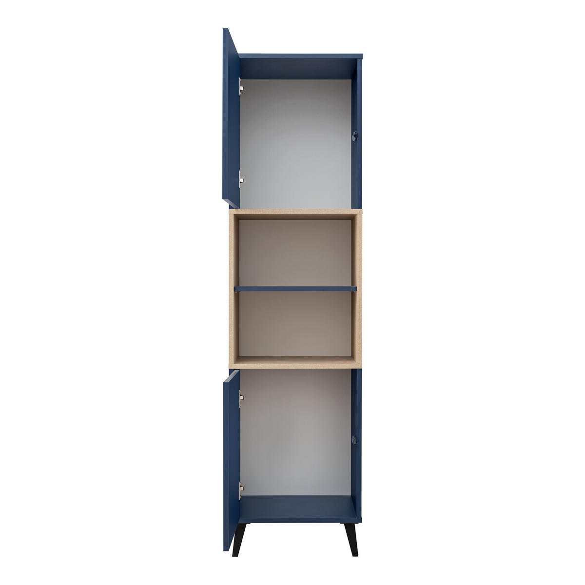 HIGHBOARD FONDI, Blau, Skandinavische Tanne - Blau/Hellbraun, Holzwerkstoff/Metall (45.8/172.6/35cm) - Komodee