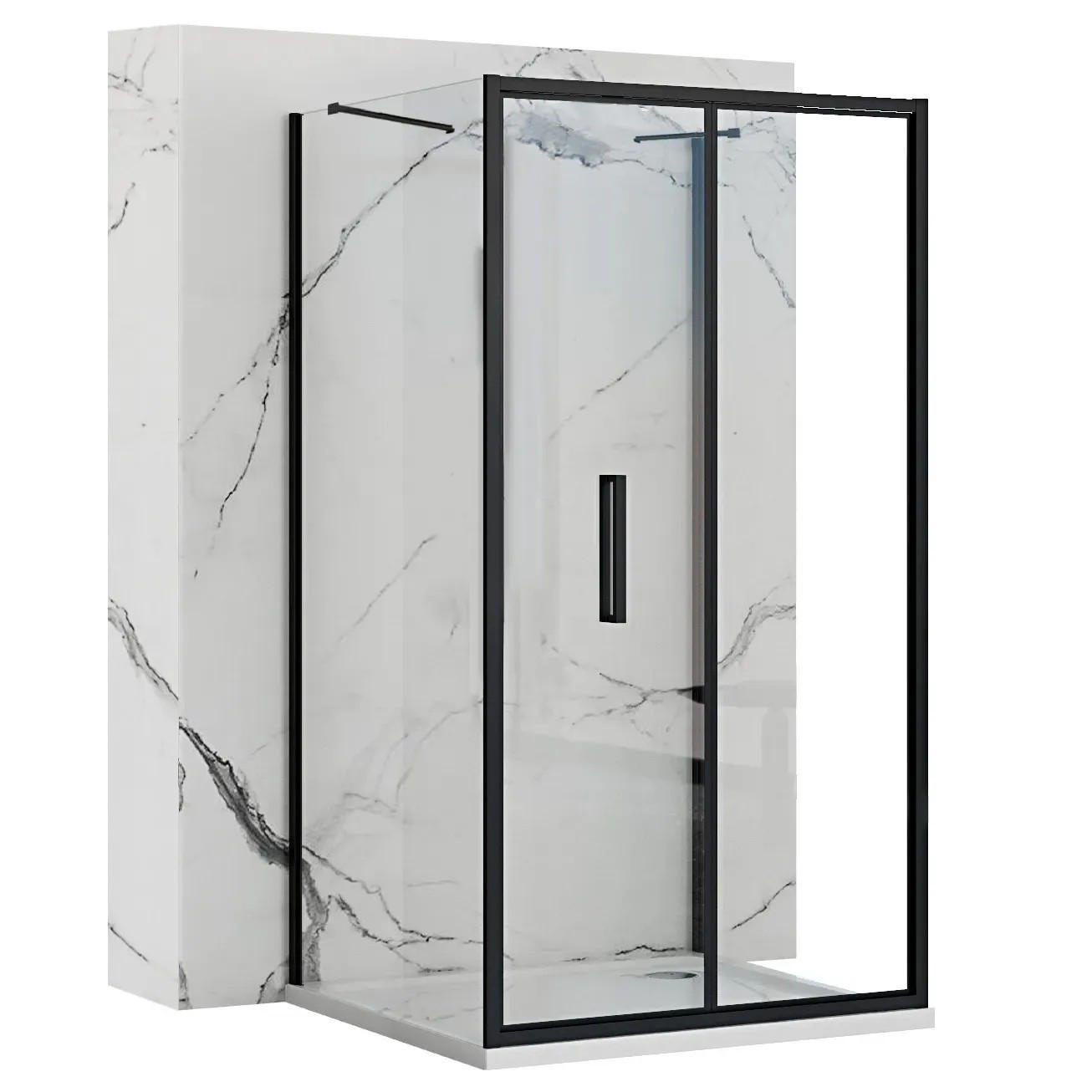 REA Duschkabine Schwarz 90x195x100 cm