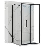 DUSCHKABINE Rea Rapid Fold Wandmontage 80x100 - Schwarz, Glas (80/100/195cm) - REA