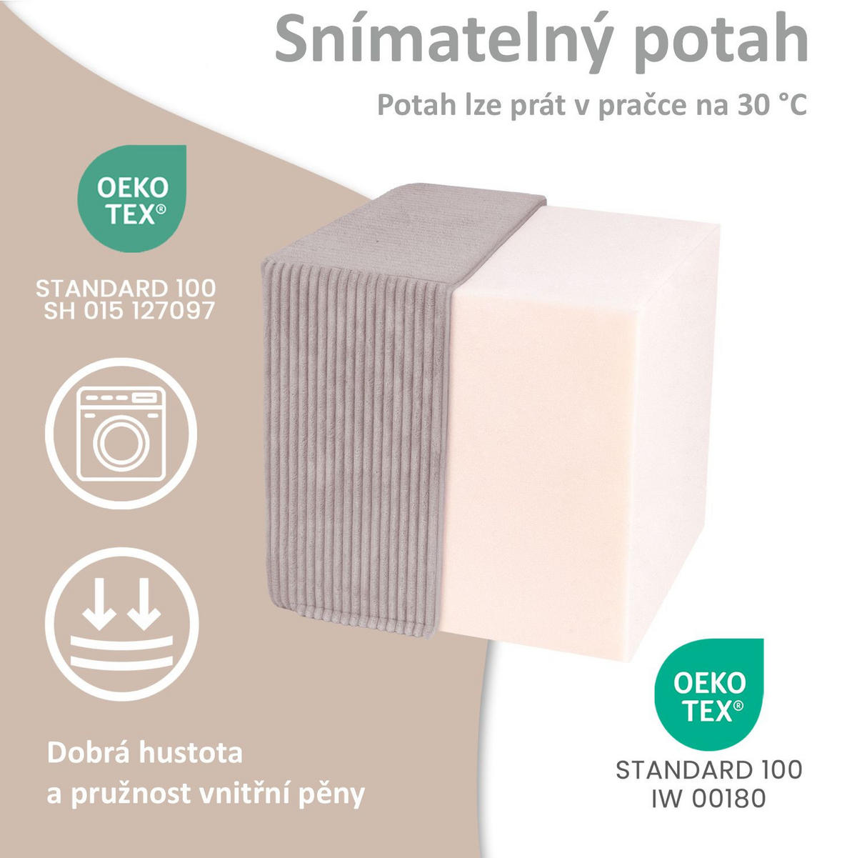 SITZWÜRFEL QUBIK 40/40/40 cm Cord Silver Pink - Rosa, Textil (40/40/40cm) - Dreamroots