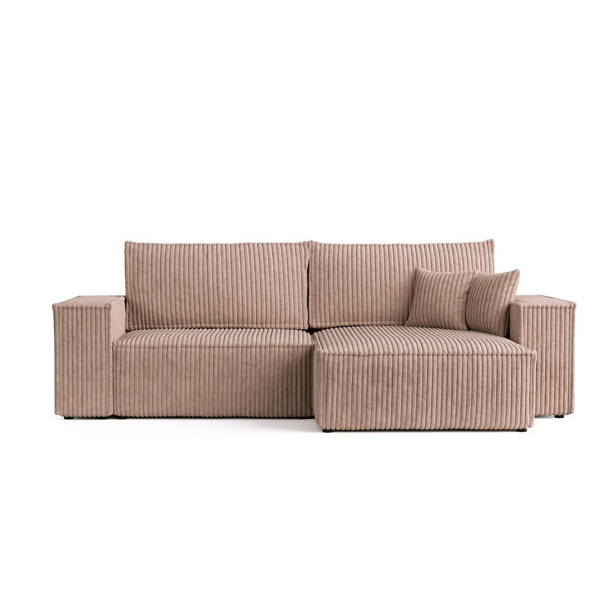 ROHOVÁ SEDAČKA CAVO, textil, Béžová - černá/béžová, dřevo/kompozitní dřevo (255/148cm) - AltaBeds