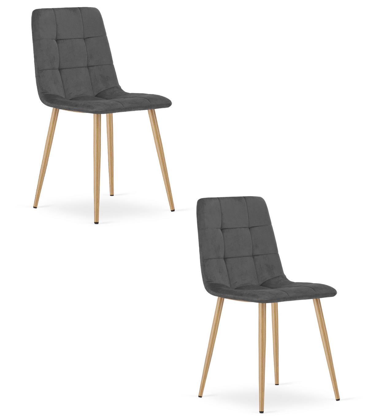 ESSZIMMERSTUHL 2-er Set PYRA dunkelgrauer Sitz, Beine in Holzfarbe - Dunkelgrau/Eichefarben, Textil (45/87/50.5cm) - Valora