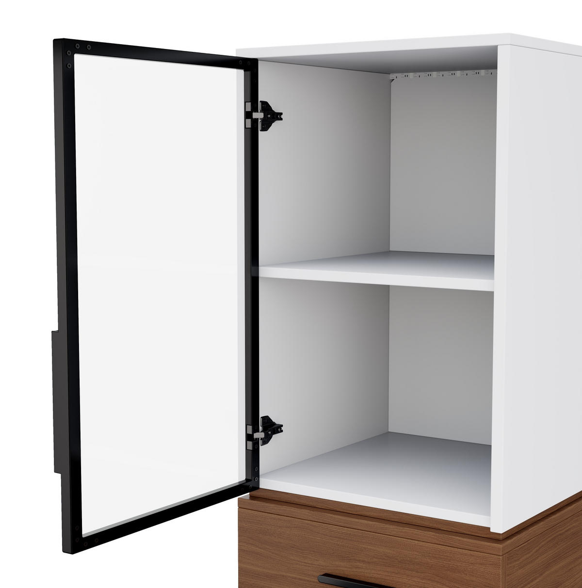 VITRINE 40/40/200 cm aus MDF mit LED-Beleuchtung und Sicherheitsglas Weiß - Weiß, Holzwerkstoff (40/200/40cm) - Modenvie