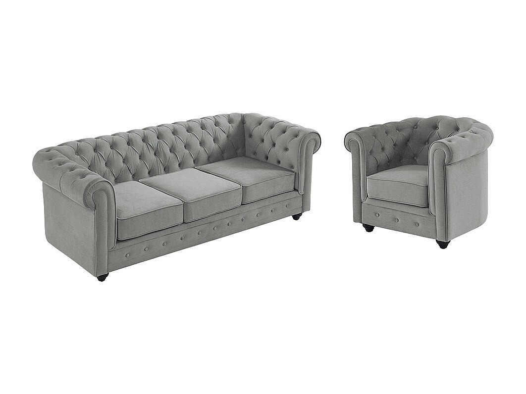 Vente-Unique Couchgarnitur Hellgrau 205x72x88 cm