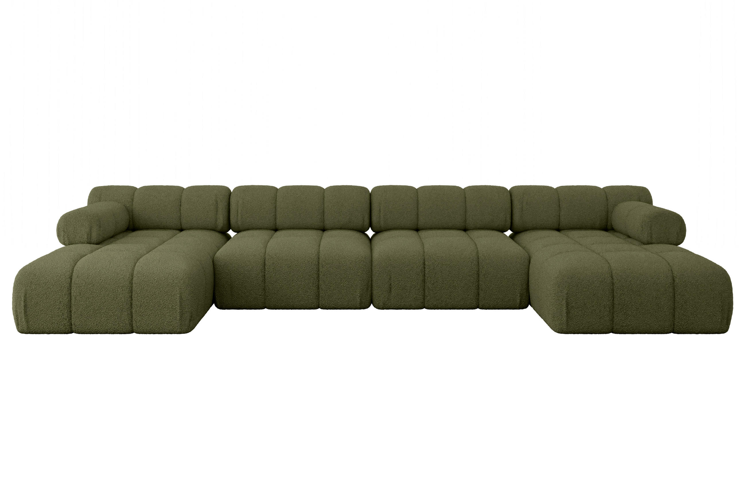 WOHNLANDSCHAFT modulares Sofa Tesso-U2 - 380x160x70 cm Grün Bouclé - Grün, Holzwerkstoff/Textil (380/70/160cm) - ALTDECOR