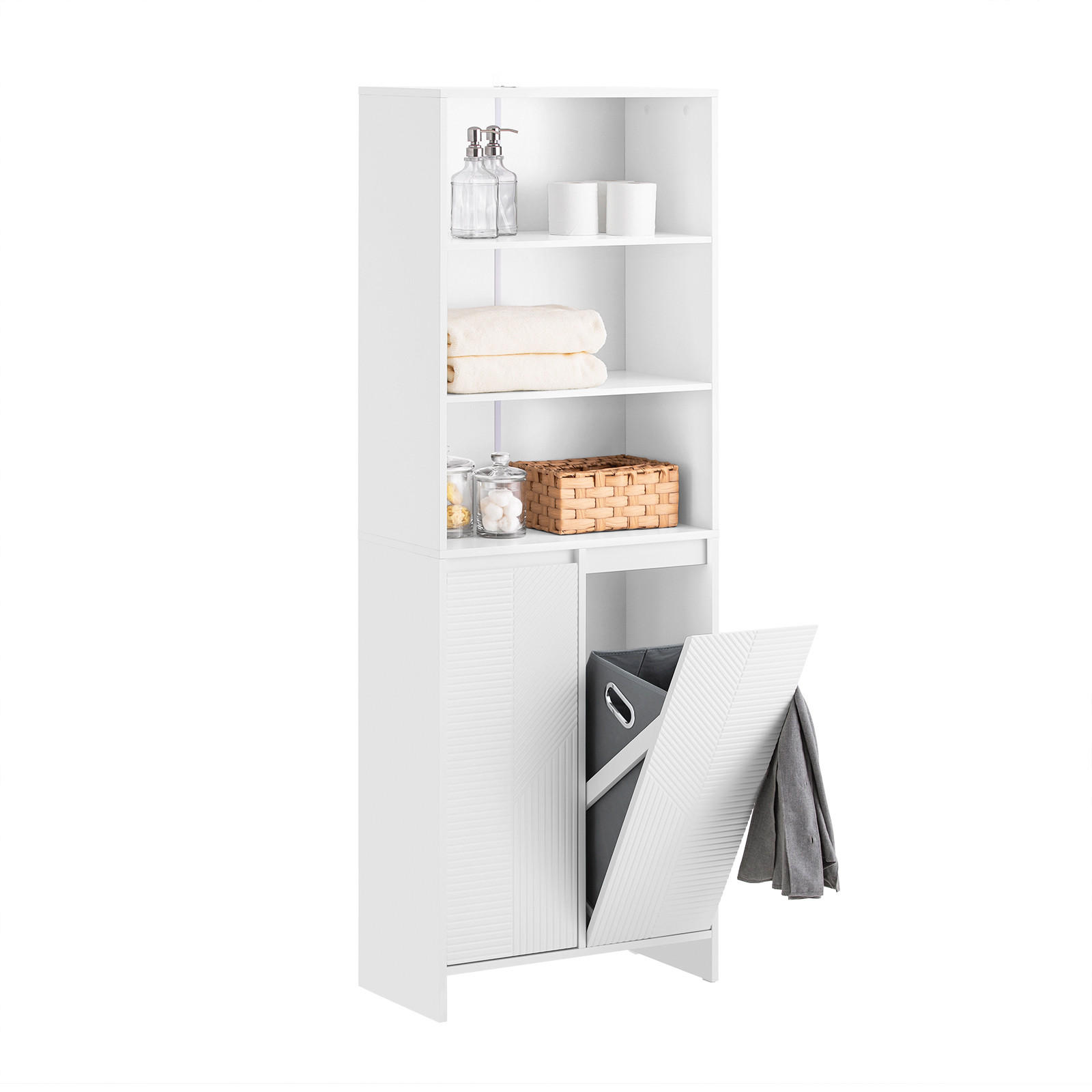BADEZIMMERSCHRANK Weiß - Weiß, Holzwerkstoff (60/170/30cm) - SoBuy