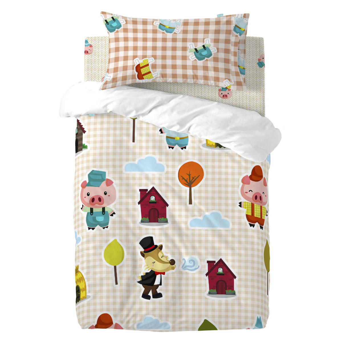 KISSENBEZUG piggys vichy 50x75 cm mehrfarbig - Multicolor, Textil (50/75cm) - Happy Friday