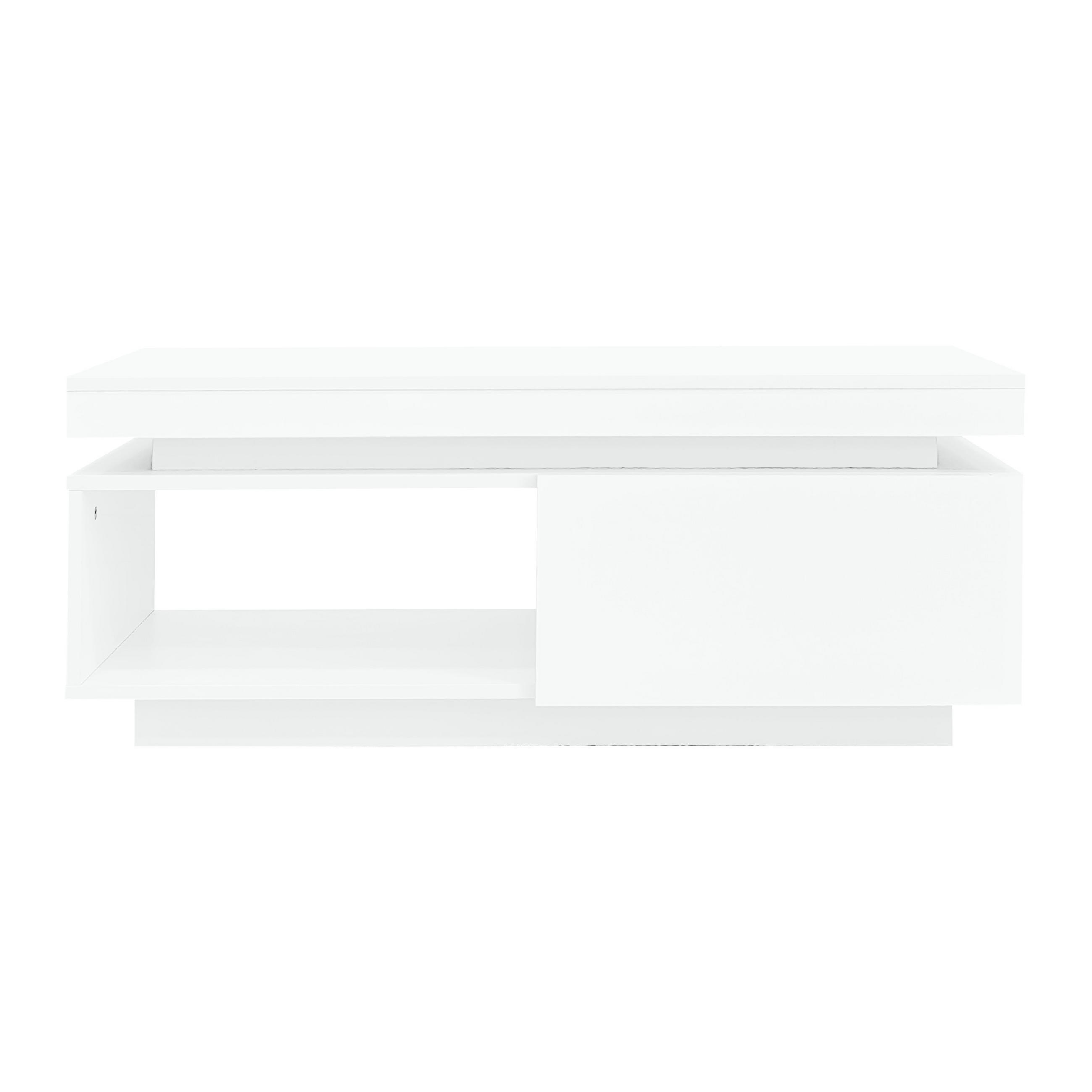COUCHTISCH Weiß 100/50/40,3 cm mit LED-Beleuchtung - Weiß, Holzwerkstoff (50/100/40.3cm) - PANGIVO