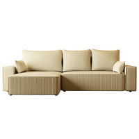 ECKSOFA Tobi mit Bettkasten und Schlaffunktion, L-Form/XL-Form, Cordstoff, Universal - Creme, Holzwerkstoff (276/145cm) - 4ALL HOME