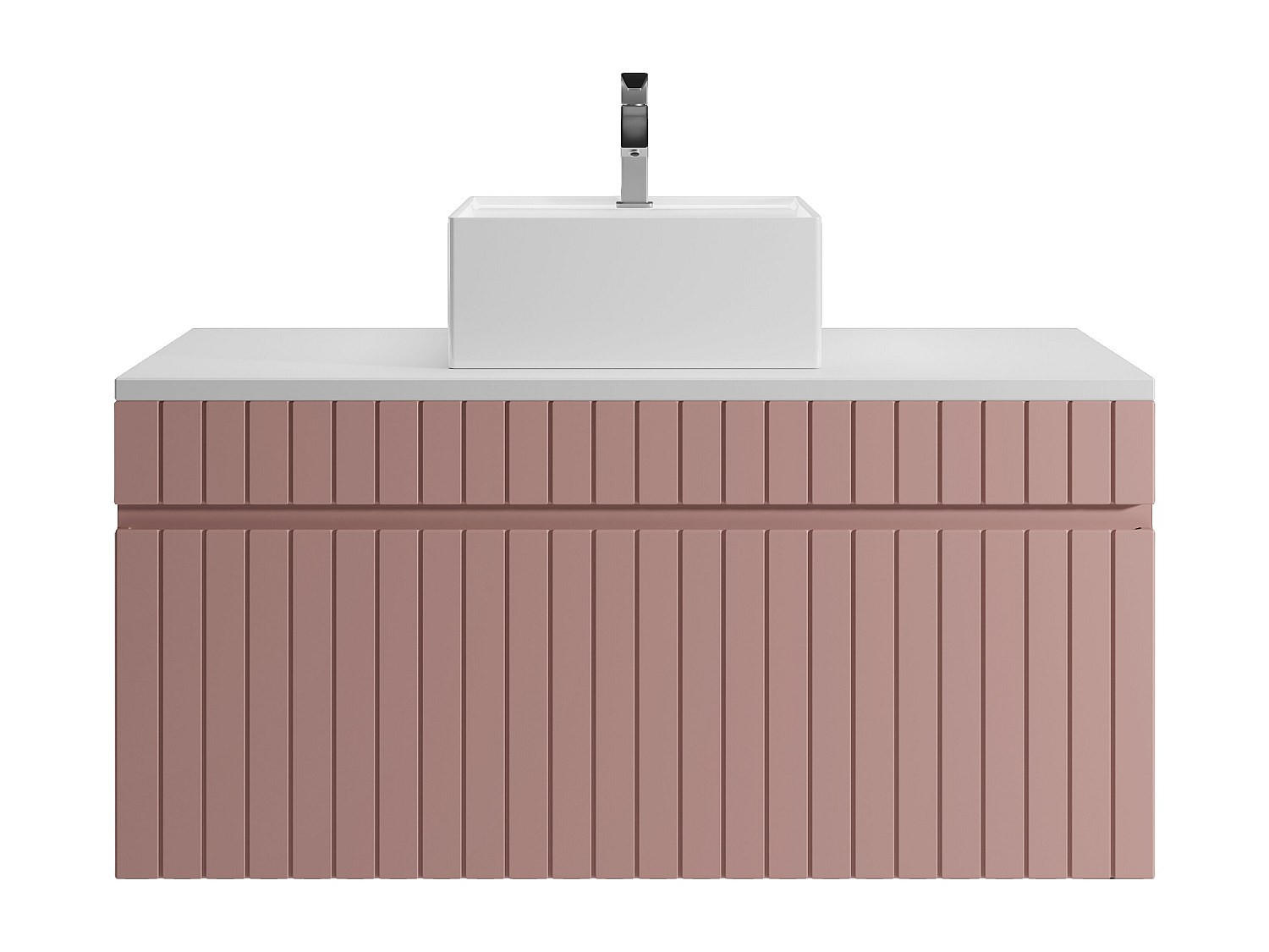 EINZELWASCHTISCH - 100 cm x 46 cm - Holz, Platte - Puderrosa - SATARA - Hellrosa, Holz (100/46/46cm) - Vente-Unique