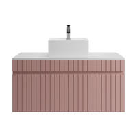 EINZELWASCHTISCH - 100 cm x 46 cm - Holz, Platte - Puderrosa - SATARA - Hellrosa, Holz (100/46/46cm) - Vente-Unique