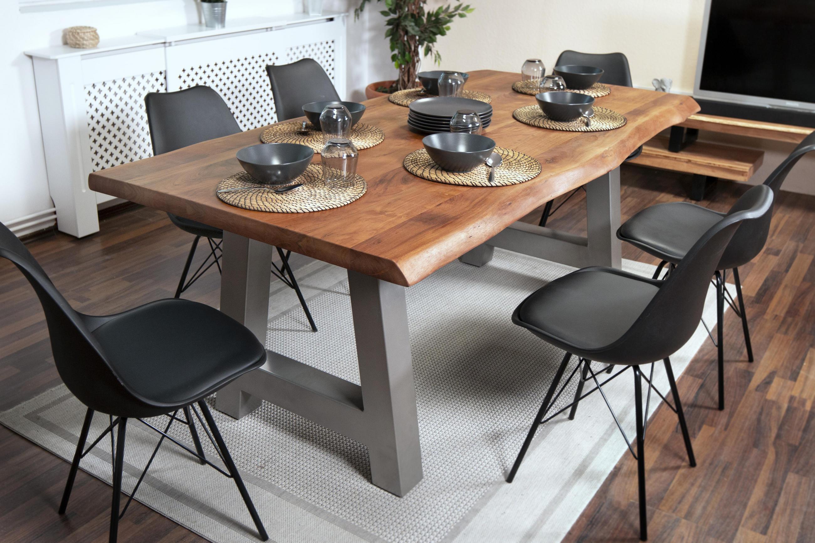 ESSTISCH CALI - Silberfarben/Braun, Holz/Metall (100/200/77cm) - SAM