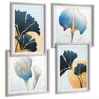 BILDER SET 4er Set - 50x50 cm & 40x60 cm Silberner Rahmen - Zitronenweinporträt Kahlo - Silberfarben, Kunststoff (50/50cm) - TULUP