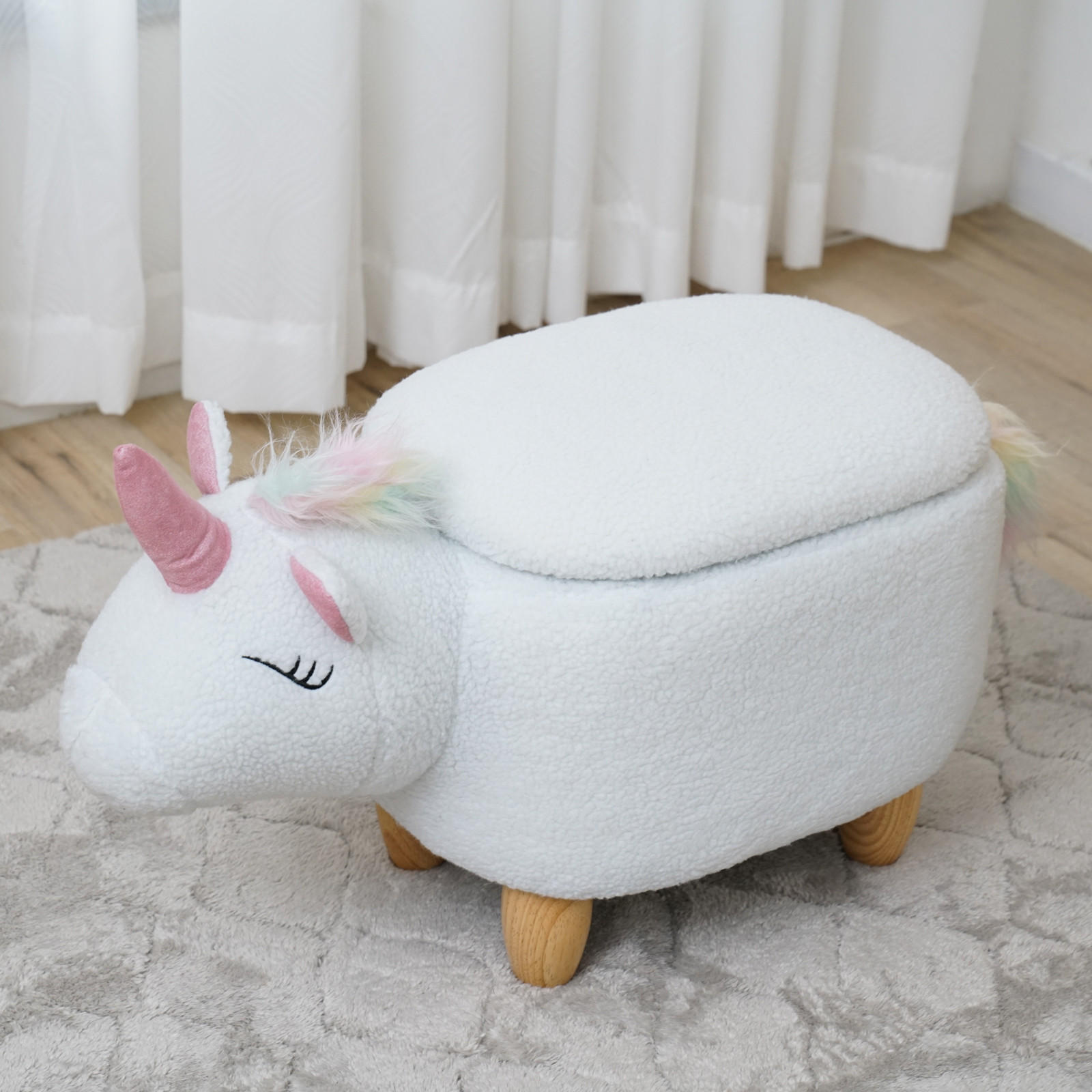 TIERHOCKER Einhorn - Weiß, Textil (30/38/63cm) - SVITA
