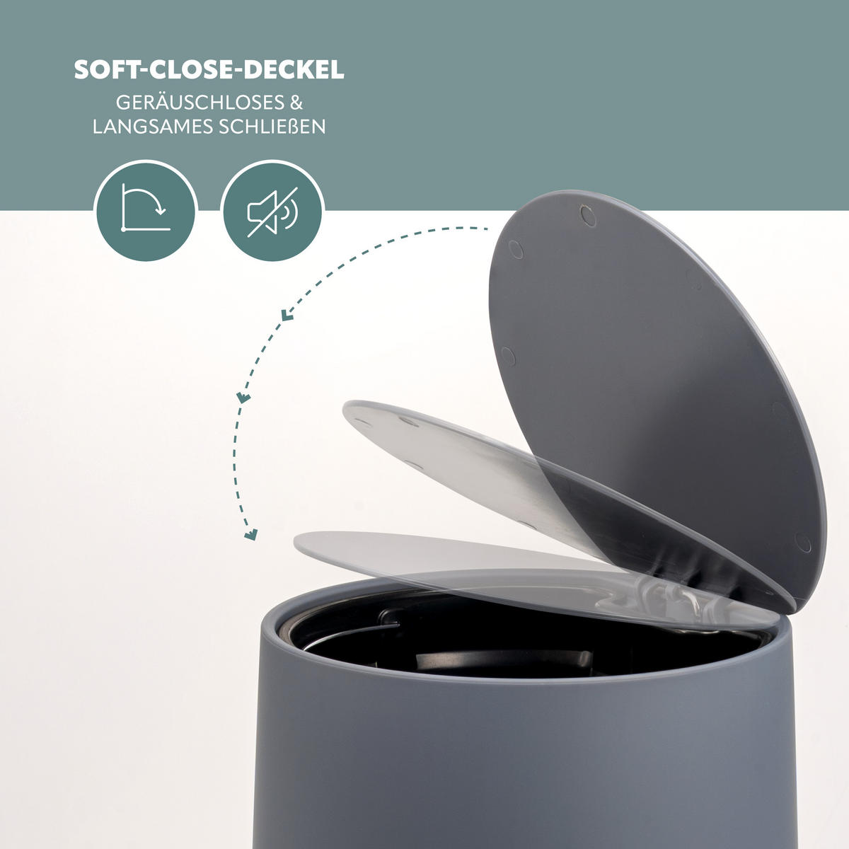 BAD-ACCESSOIRES-SET TESERO, Soft-Touch, grau - Grau, Kunststoff (22.5/25.5/25cm) - eluno