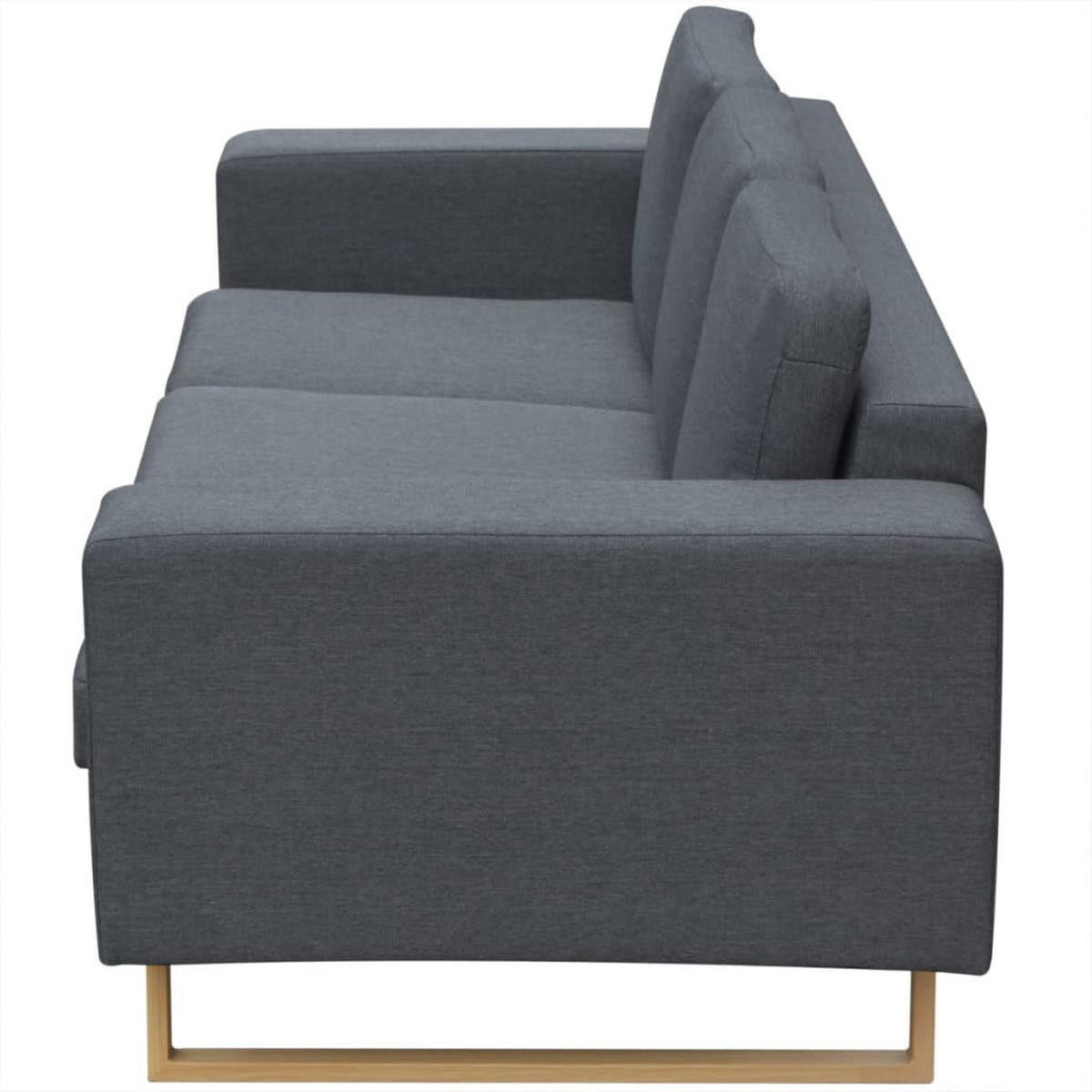 3-SITZER-SOFA mit Holzfüße, 200/82/76 cm, aus Stoff, Dunkelgrau - Dunkelgrau/Braun, Holz/Textil (200/76/82cm) - vidaXL