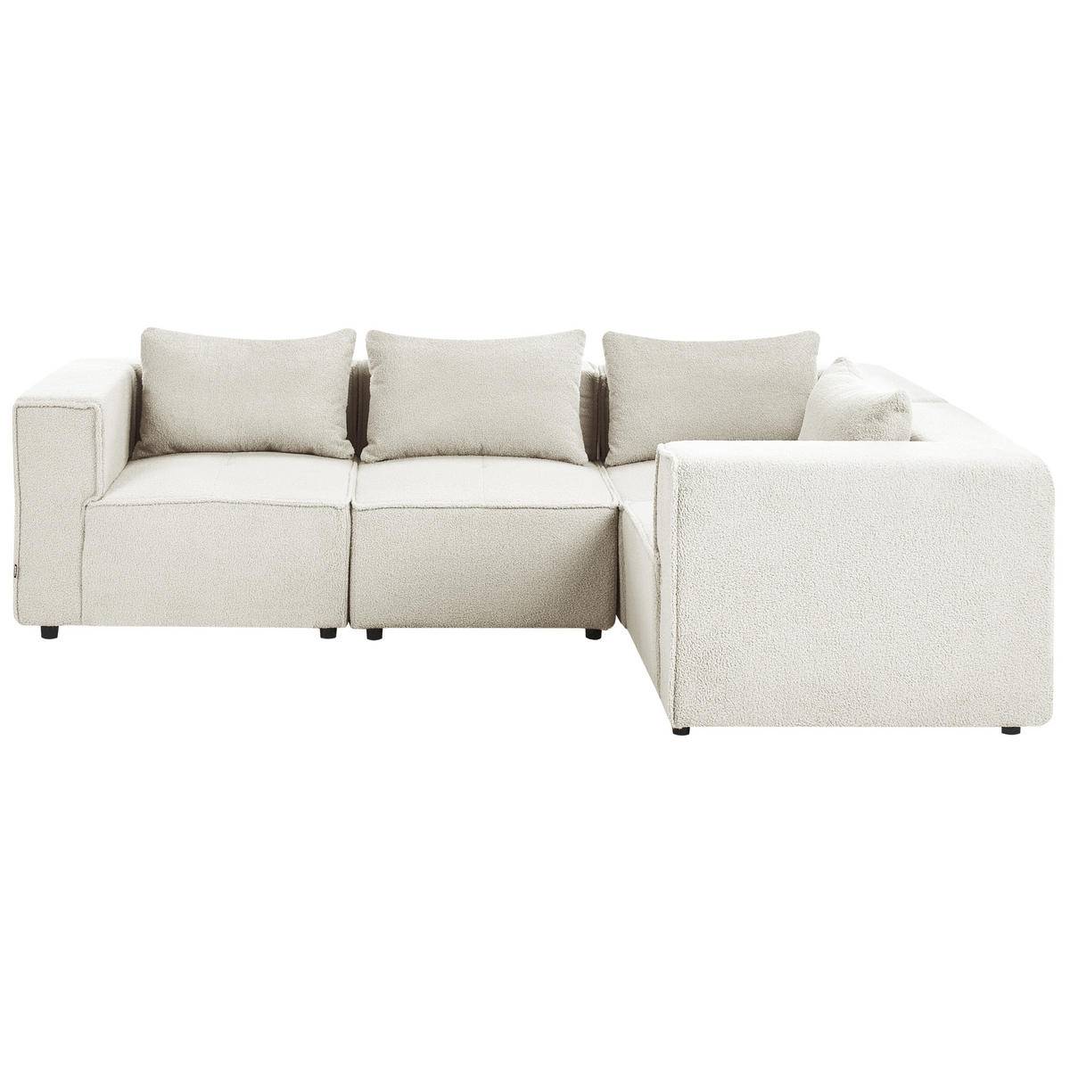 ECKSOFA Modul 4-Sitzer linksseitig Cremeweiß Bouclé Axebo - Creme/Weiß, Textil (258/188cm) - Beliani