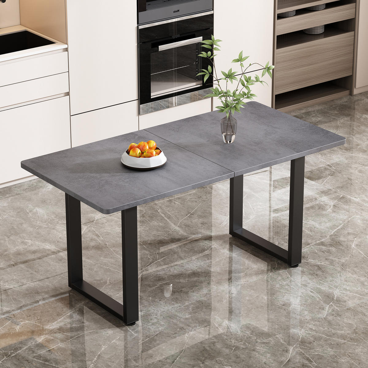 ESSTISCH 140/70/75 cm Schwarz Grau im Industriestil aus Spanplatte mit Metallgestell - Schwarz, Holzwerkstoff (140/70/75cm) - OKWISH