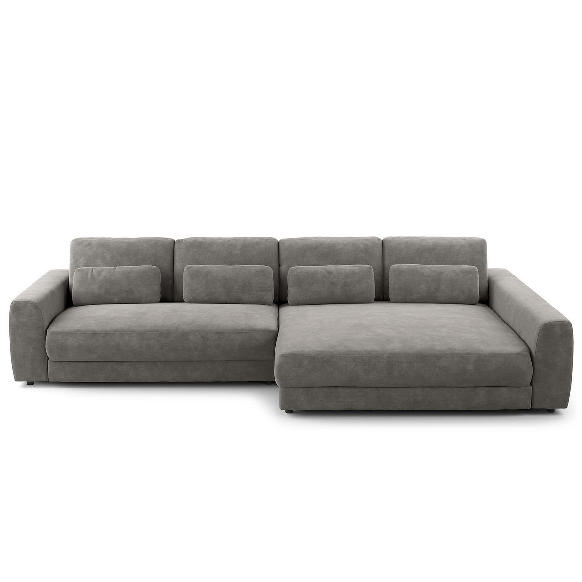ECKSOFA mit XXL-Longchair - Schwarz/Grau, Kunststoff/Textil (323/182cm) - home24