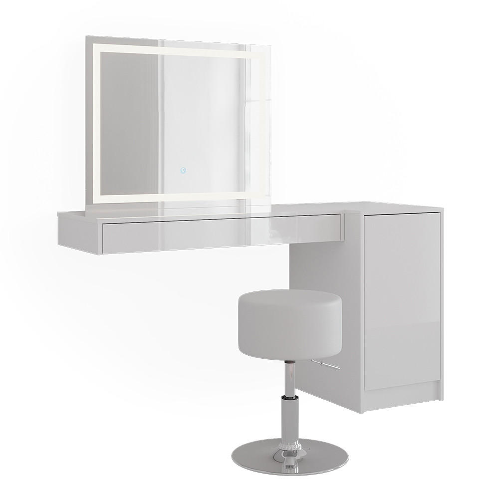 SCHMINKTISCH Sherry Weiß 100 cm 4 Teile - Weiß, Holzwerkstoff (100/12/40.1cm) - Vicco