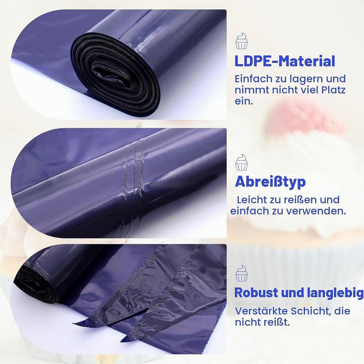 SPRITZBEUTEL Set 50 Stück 52 cm - Blau, Kunststoff (20/3/25cm)