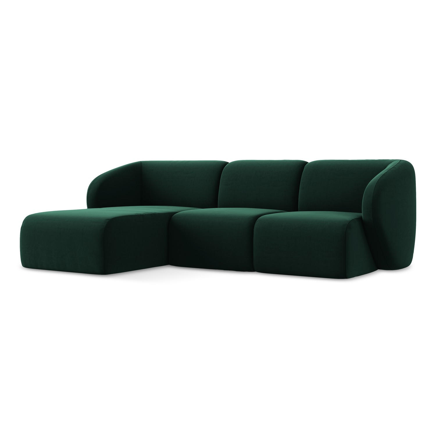 ECKSOFA Links Samt Stoff Grün - Dunkelgrün/Schwarz, Holzwerkstoff/Kunststoff (248/166cm) - LaMiaSofa