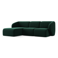 ECKSOFA Links Samt Stoff Grün - Dunkelgrün/Schwarz, Holzwerkstoff/Kunststoff (248/166cm) - LaMiaSofa