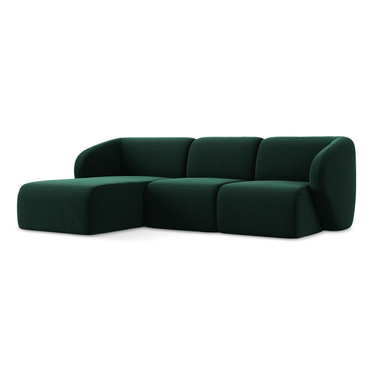 ECKSOFA Links Samt Stoff Grün - Dunkelgrün/Schwarz, Holzwerkstoff/Kunststoff (248/166cm) - LaMiaSofa
