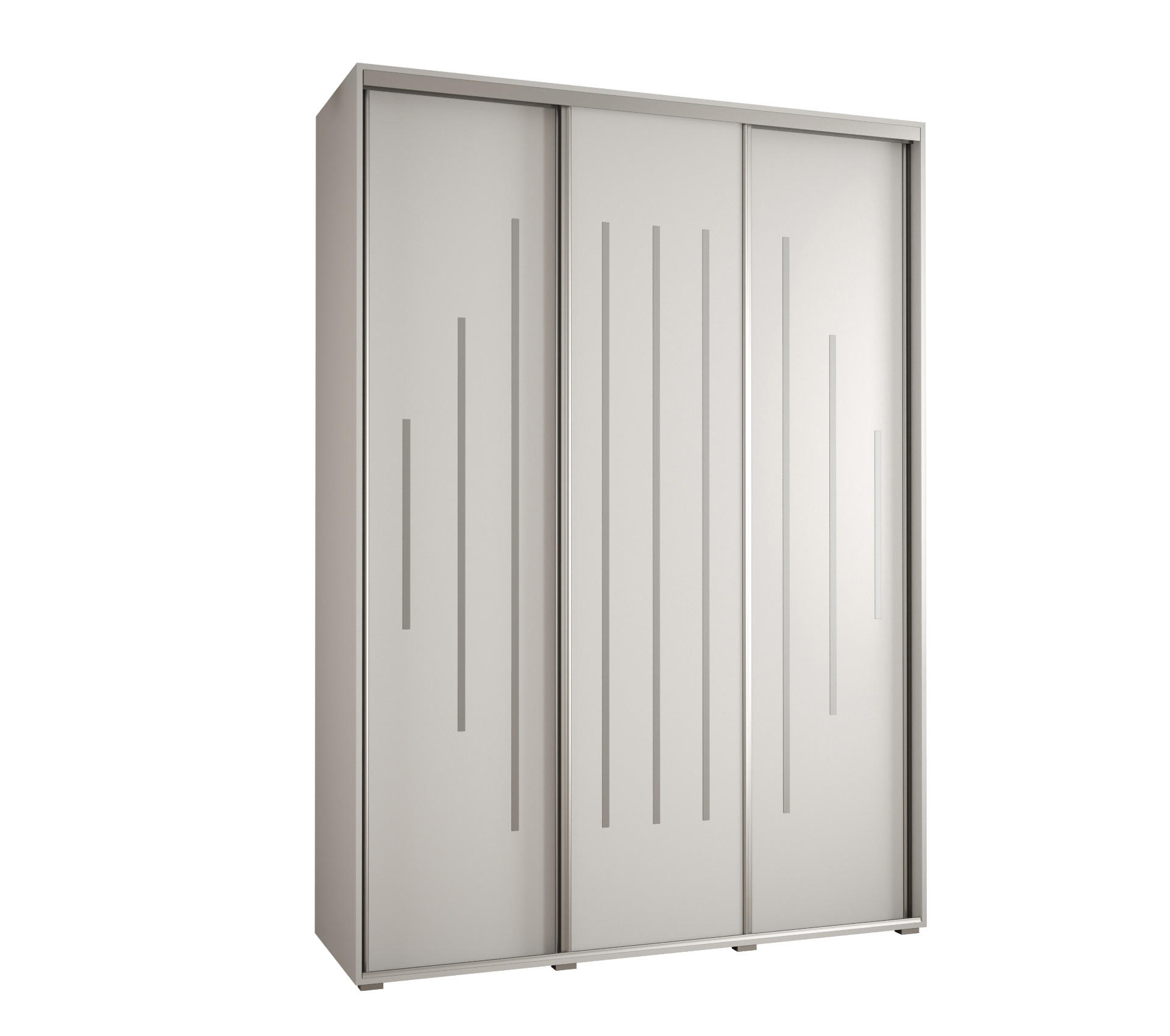 Abiks Möbel Schwebetürenschrank Weiß, Weiß, Silber 170x235x60 cm