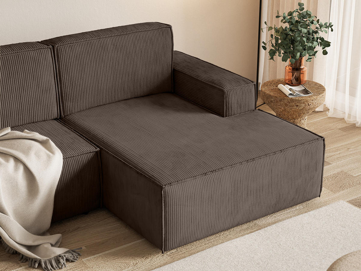 ECKSOFA KOKKO MINI mit Schlaffunktion, Dunkelbraun - Dunkelbraun, Textil (240/167cm) - Fedve