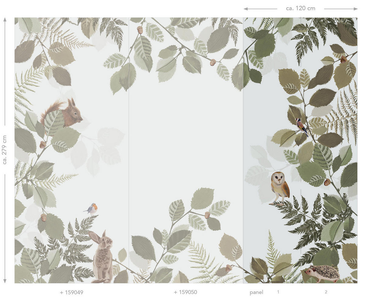 FOTOTAPETE Waldtiere 150 x 279 cm - Grün, Papier (150/279cm) - ESTAhome