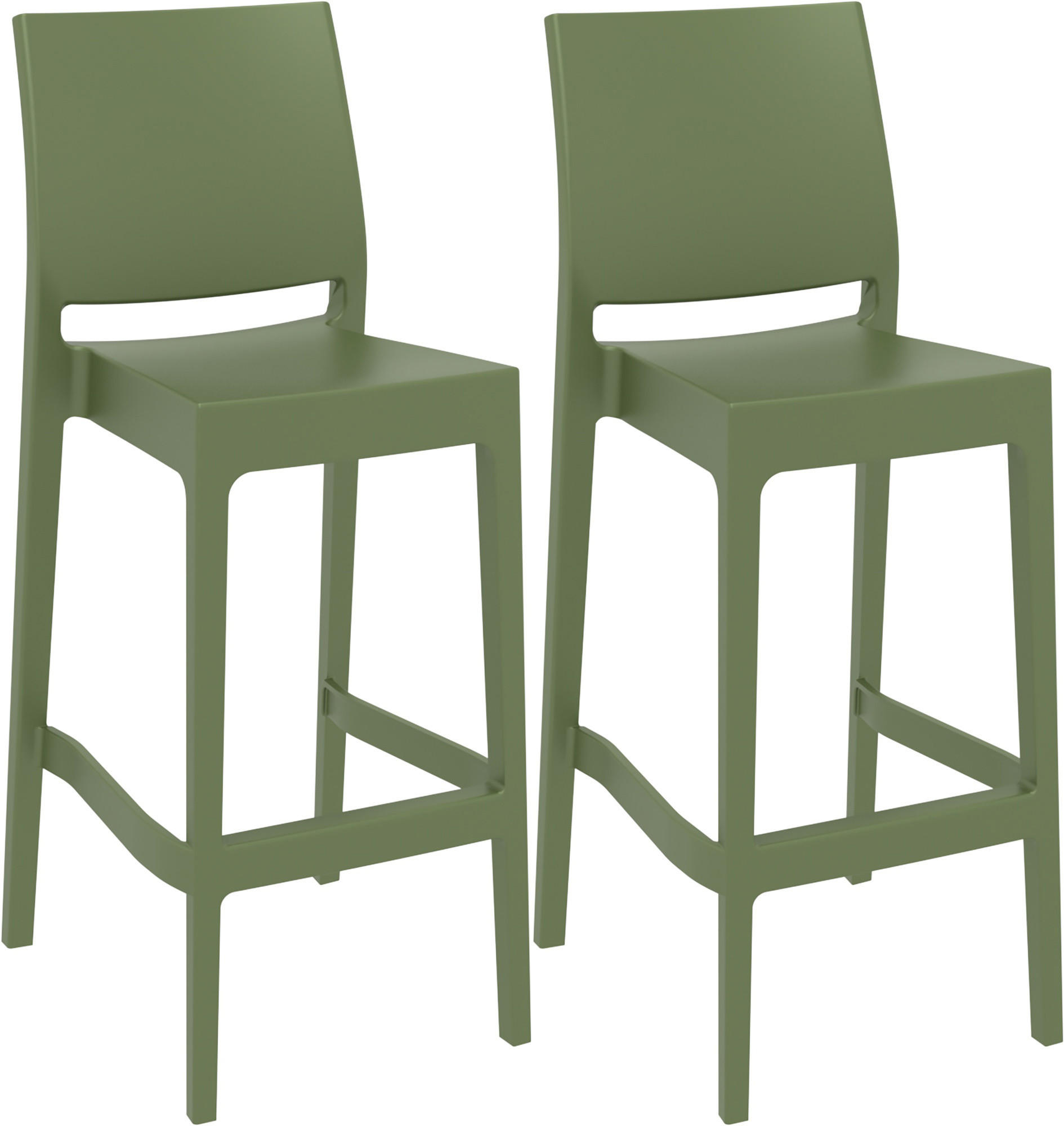 BARHOCKER 2er Set Kunststoff oliv - Olivgrün, Kunststoff (45/105/51cm) - CLP