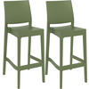 BARHOCKER 2er Set Kunststoff oliv - Olivgrün, Kunststoff (45/105/51cm) - CLP