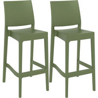BARHOCKER 2er Set Kunststoff oliv - Olivgrün, Kunststoff (45/105/51cm) - CLP